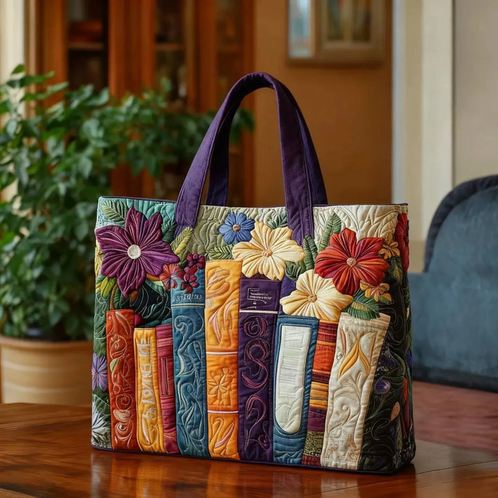 Quilted Tote Bag – Book Lover