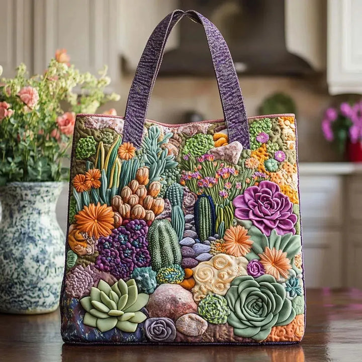 Handcrafted Tote Bag – Succulent Garden