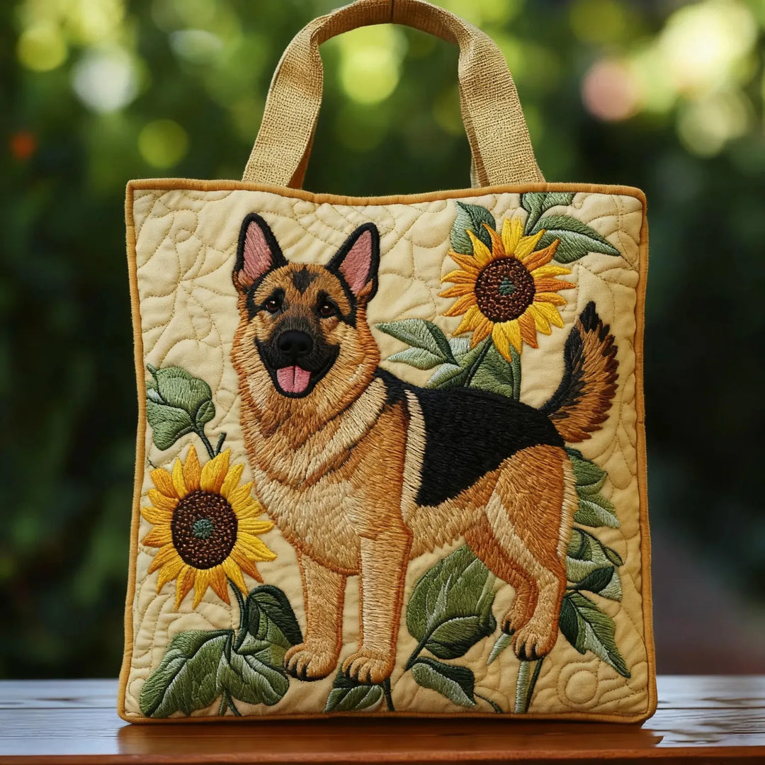 Handcrafted Tote Bag – Floral German Shepherd