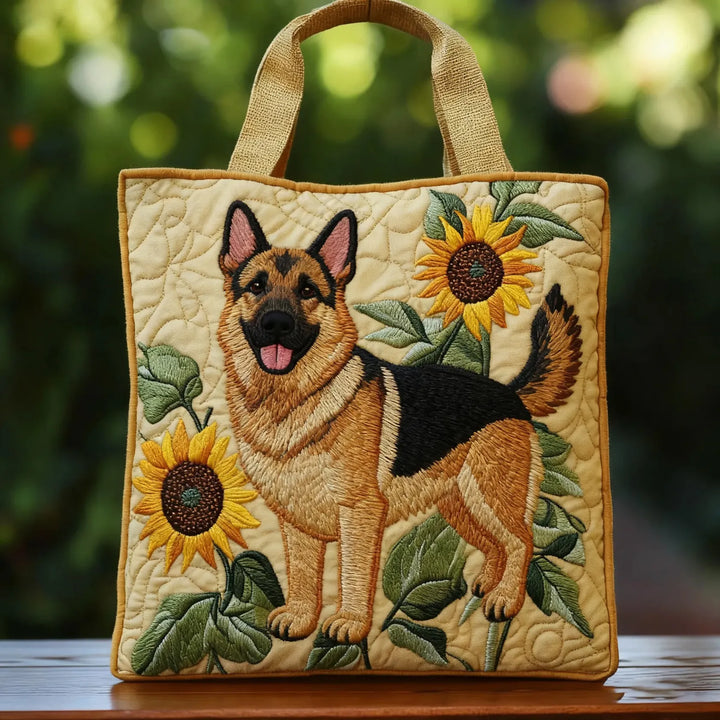 Handcrafted Tote Bag – Floral German Shepherd