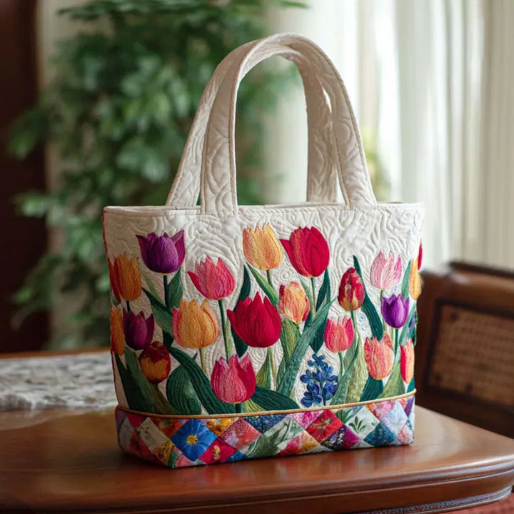 Quilted Tote Bag – Tulip Garden