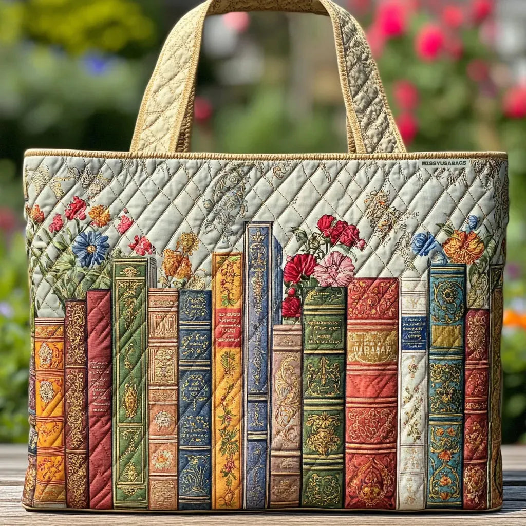 Quilted Tote Bag – Enchanted Library