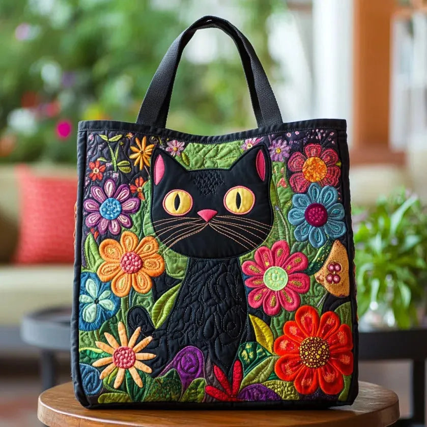 Quilted Tote Bag – Enchanted Black Cat