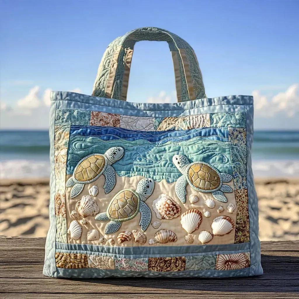 Handcrafted Quilted Tote Bag – Sea Turtles