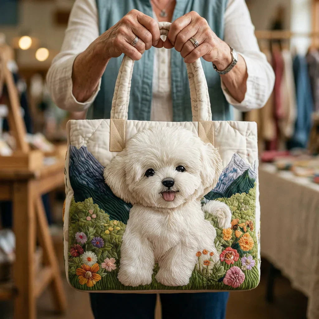 Handcrafted Quilted Tote Bag – Enchanted Dog