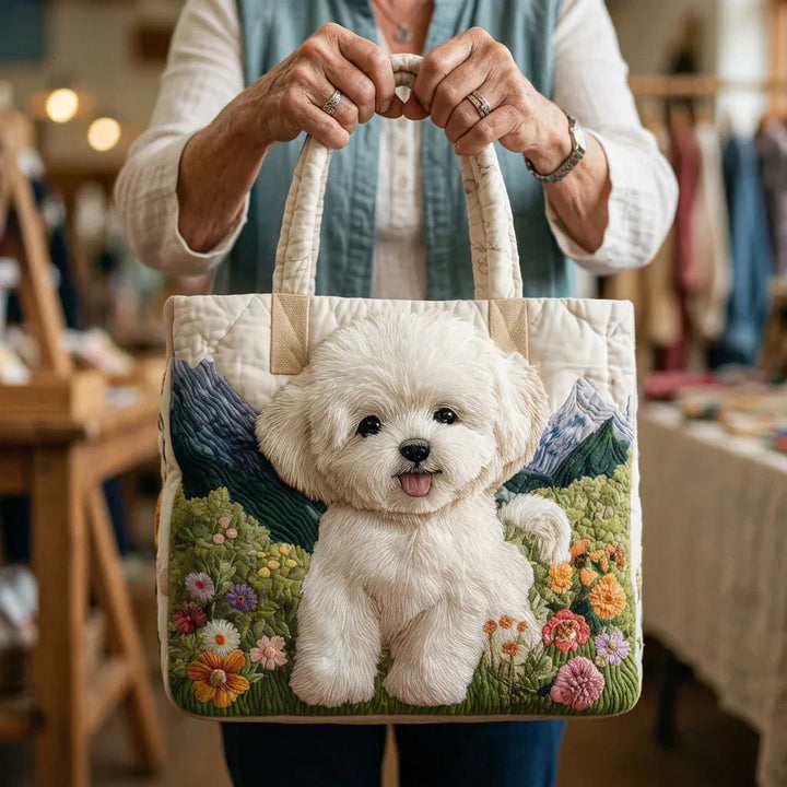 Handcrafted Quilted Tote Bag – Enchanted Dog
