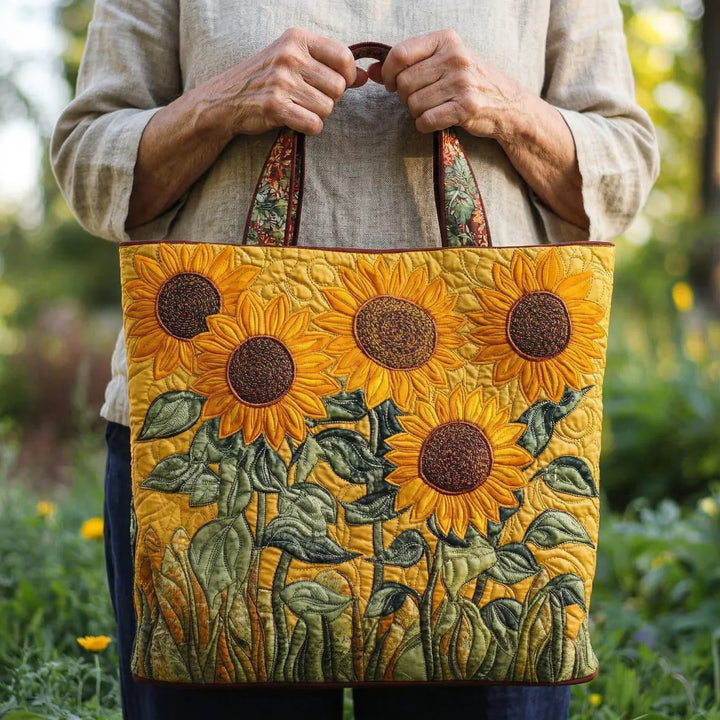 Classic Quilted Tote Bag – Sunflowers