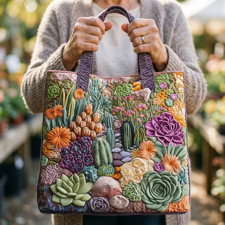 Handcrafted Tote Bag – Succulent Garden