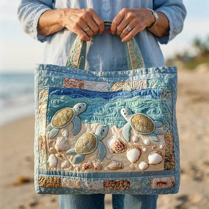 Handcrafted Quilted Tote Bag – Sea Turtles