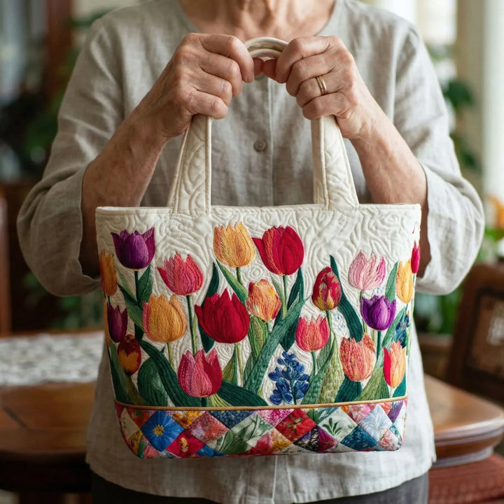 Quilted Tote Bag – Tulip Garden
