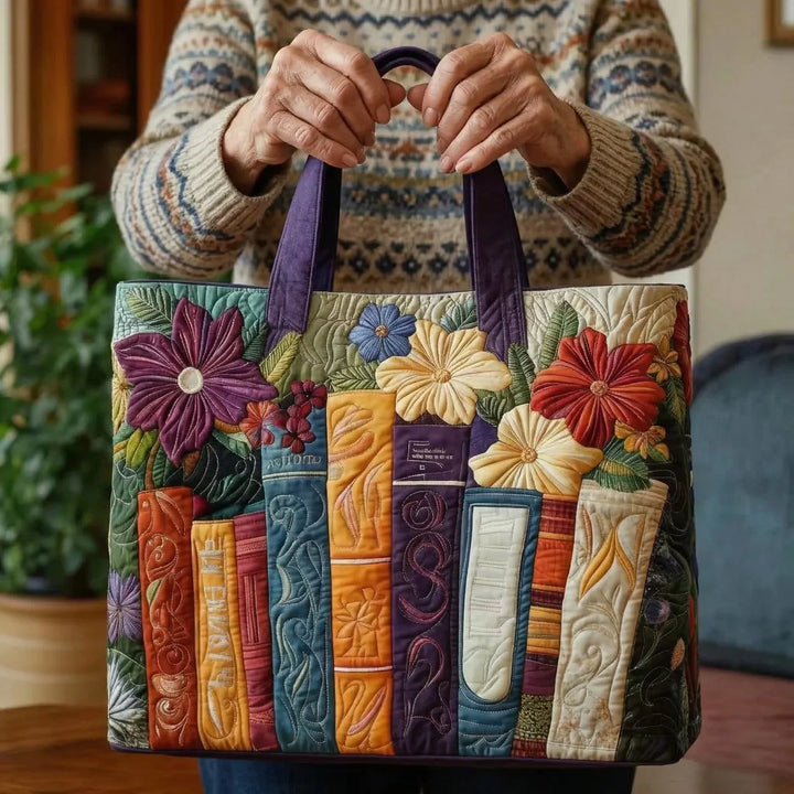 Quilted Tote Bag – Book Lover