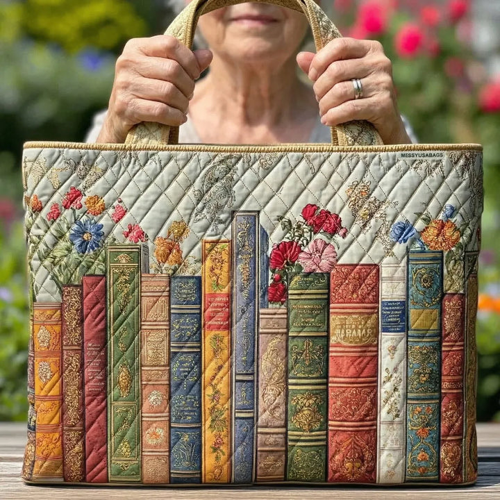 Quilted Tote Bag – Enchanted Library