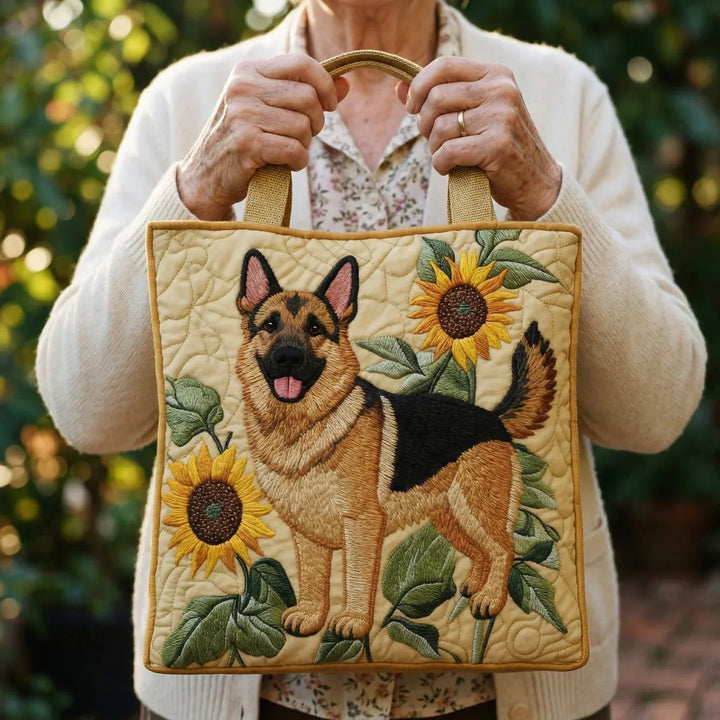 Handcrafted Tote Bag – Floral German Shepherd